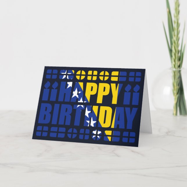 Bosnia Herzegovina Flag Birthday Card (Front)