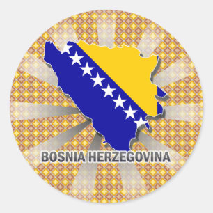 Bosnia Herzegovina Flag Map 2.0 Classic Round Sticker