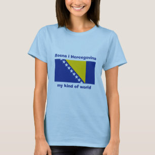 Bosnia Herzegovina Flag + Map + Text T-Shirt