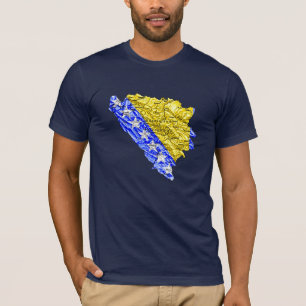 Bosnia Herzegovina Flagcolor Map T-Shirt