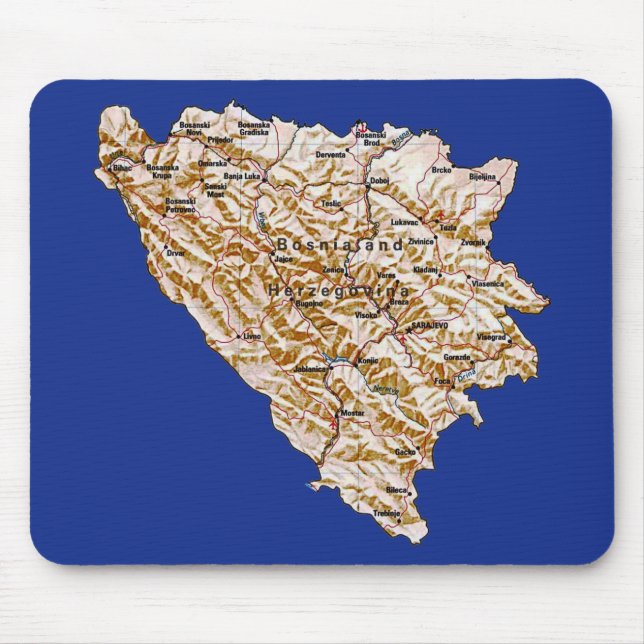 Bosnia Herzegovina Map Mousepad (Front)