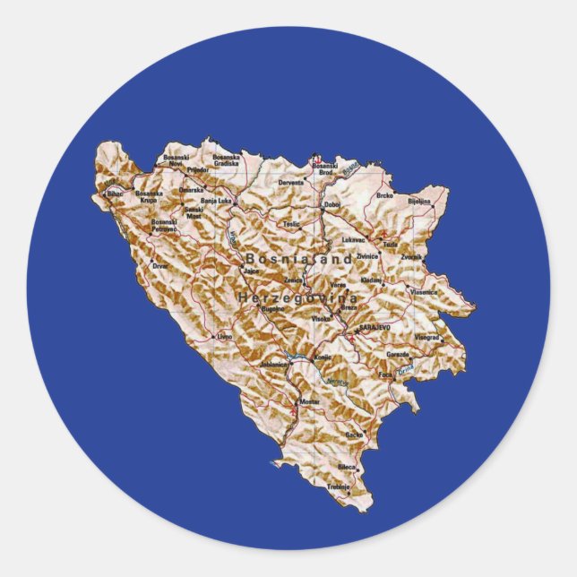 Bosnia Herzegovina Map Sticker (Front)