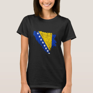 Bosnia Herzegovins Map Bosnian Trip Bosnian Flag B T-Shirt