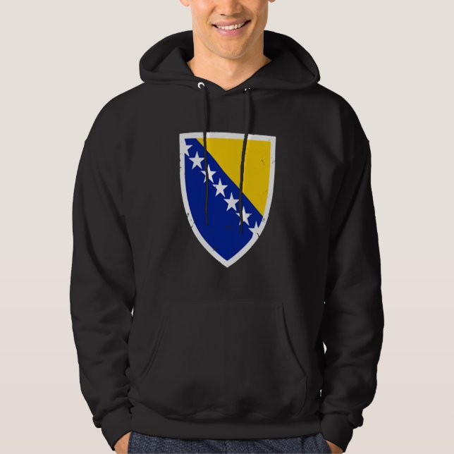 Bosnia Vintage Emblem Flag Proud Bosnian Hoodie (Front)