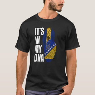 Bosnian And Barbadian Mix DNA Flag Heritage T-Shirt