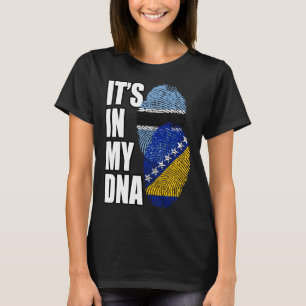 Bosnian And Botswanan Mix DNA Flag Heritage T-Shirt