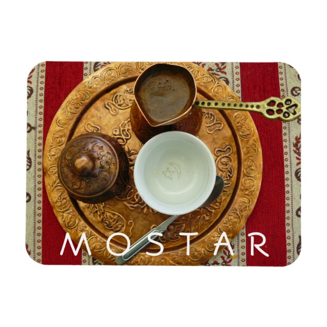 Bosnian coffee set Mostar fridge magnet (Horizontal)