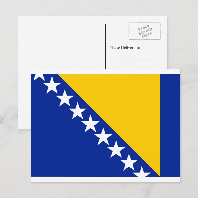 Bosnian Flag, Flag of Bosnia and Herzegovina Postcard (Front/Back)