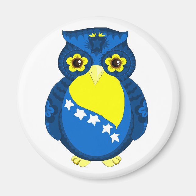 Bosnian Flag Owl magnet (Front)