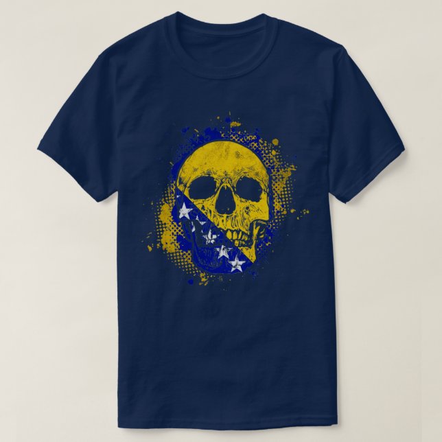 Bosnian Flag Skull T-Shirt (Design Front)
