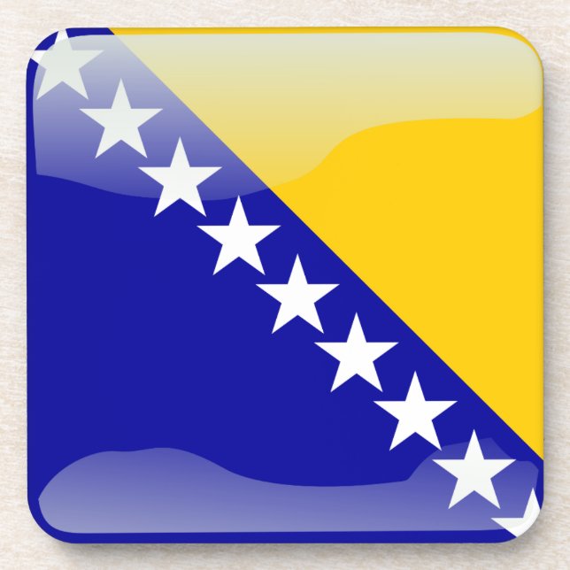 Bosnian glossy flag coaster (Front)