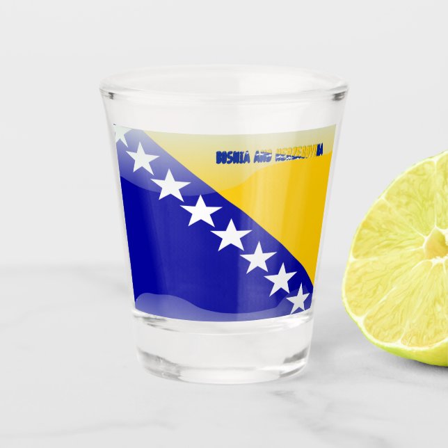 Bosnian glossy flag shot glass (Front)