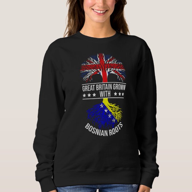 Bosnian Roots Immigrant Ancestry Great Britain Bos Sweatshirt (Front)