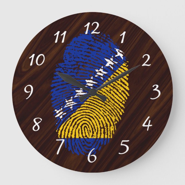 Bosnian touch fingerprint flag large clock (Front)