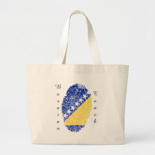 Bosnian touch fingerprint flag large tote bag