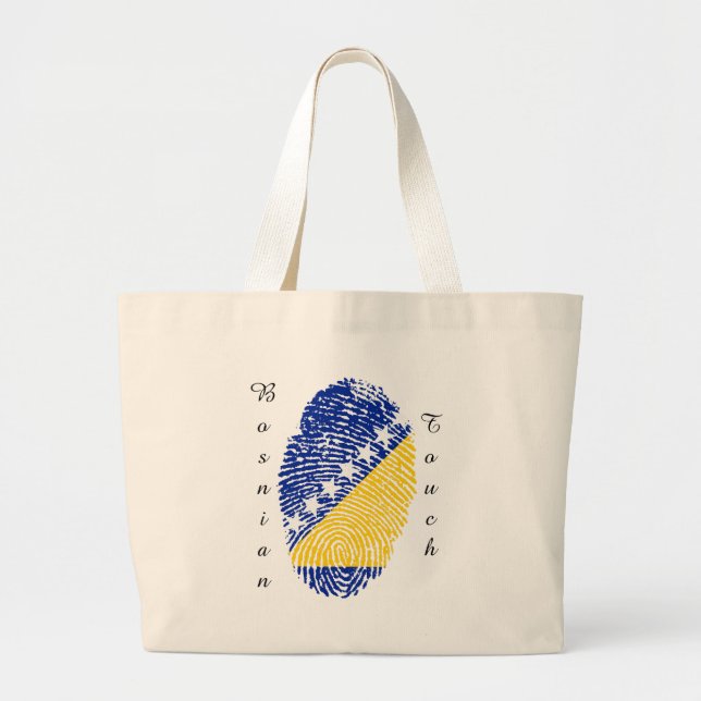 Bosnian touch fingerprint flag large tote bag (Front)