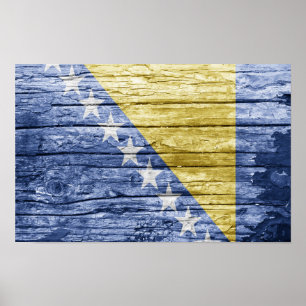 Bosnian wooden flag poster