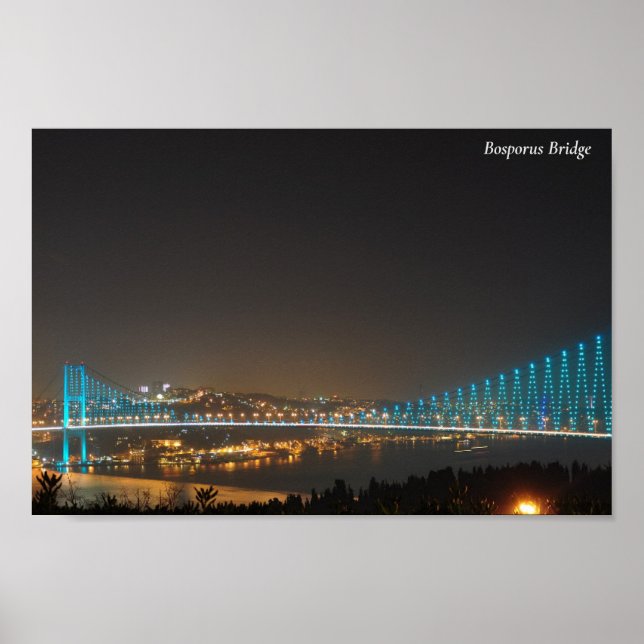 Bosporus Bridge Turkey Night Lights Poster (Front)