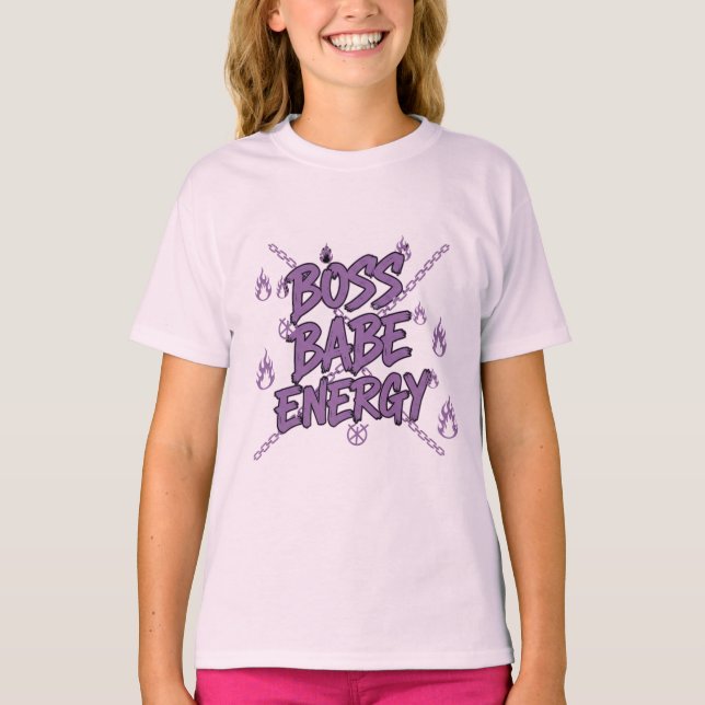 Boss Babe Energy – white Power Tee (Front)
