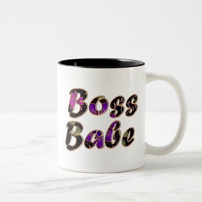 Boss Babe in Black Floral Two-Tone Coffee Mug (Right)