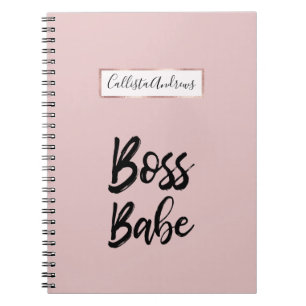 Boss Babe Quote Black Pink Simple Typography Notebook