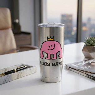Boss Babe Thermal Tumbler – Pink Crown Energy