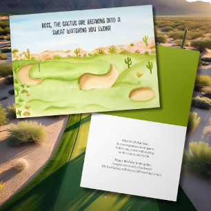 Boss Birthday Desert Golf Course Watercolor Card