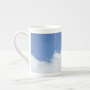 Boss Birthday Fluffy Clouds in Blue Sky Bone China Mug