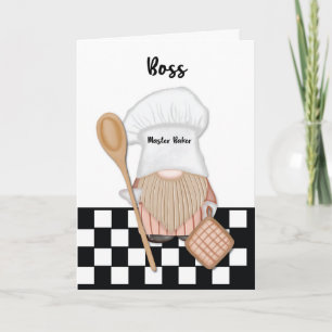 Boss Birthday Whimsical Gnome Baker Baking Card