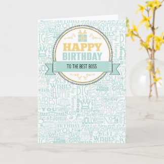 Boss Birthday Wishes Mint Green and Yellow Card