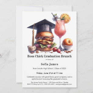 Boss Chick Graduation Brunch & BBQ Invitation