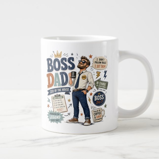 Boss Dad Giant Coffee Mug Funny Father Leader Gift (Right)