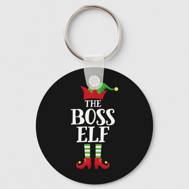 Boss Elf Family Matching Christmas Group Elf Pajam Key Ring (Front)