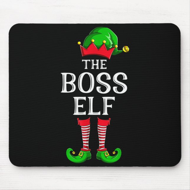 Boss Elf Matching Family Group Christmas Party Paj Mouse Pad (Front)