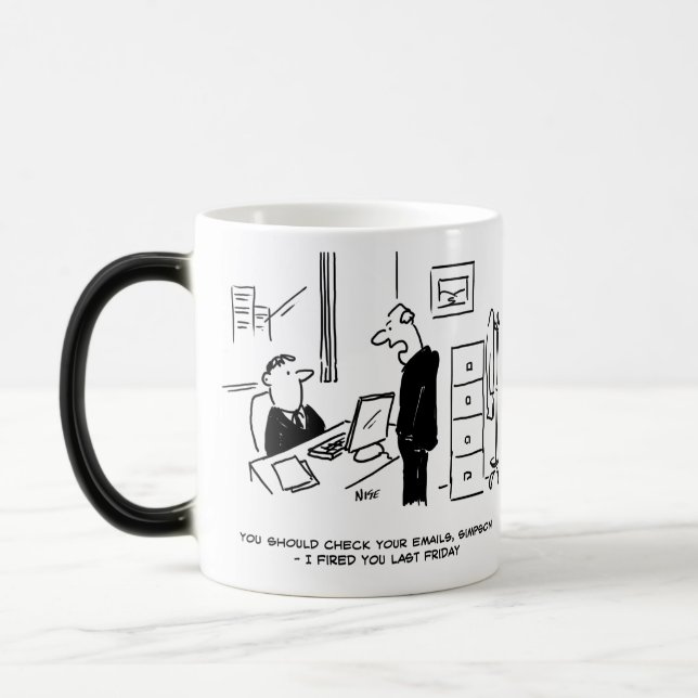 Boss Fires an Office Employee by Email Magic Mug (Left)