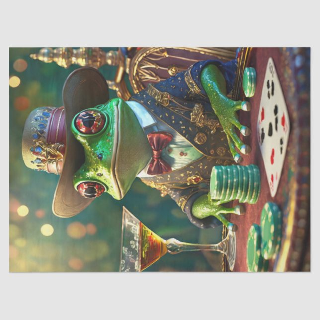 Boss Frog, Frog playing Cards Tissue Paper (Front)