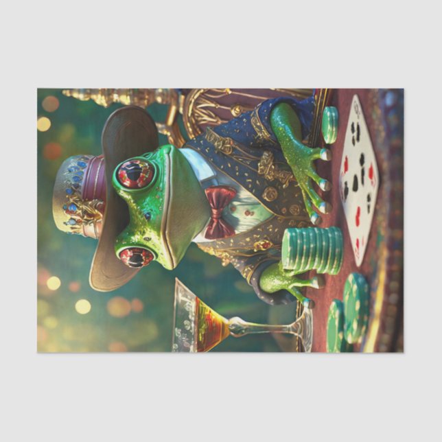 Boss Frog, Frog playing Cards Tissue Paper (Front)