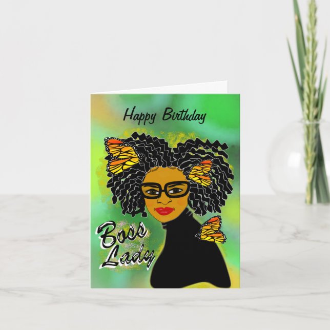 Boss Lady African American Birthday Card (Front)