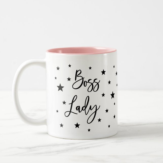 Boss lady black star Two-Tone coffee mug (Left)