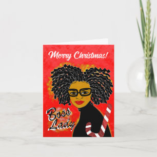 Boss Lady Candy Cane Merry Christmas Greeting Card