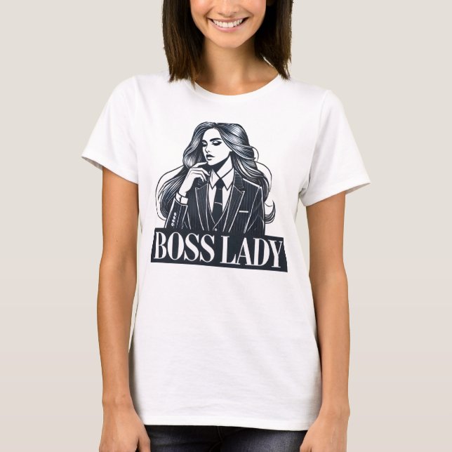  Boss Lady – Confident Woman in Business Suit T-Shirt (Front)