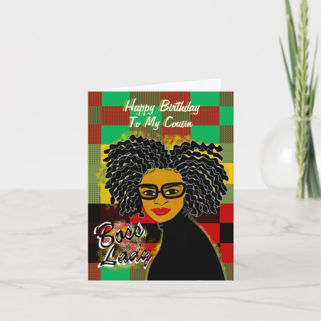 Boss Lady Cousin African American Birthday Card (Front)