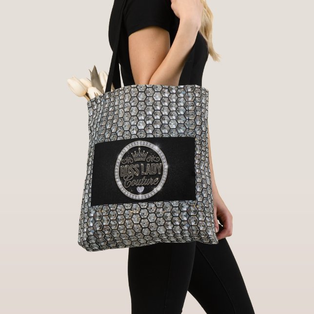 Boss Lady Couture Diamonds All-Over-Print Tote Bag (Close Up)