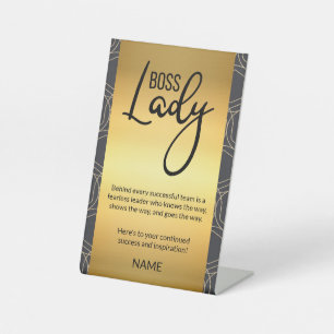 Boss Lady Custom Gold Leadership Quote Pedestal Sign