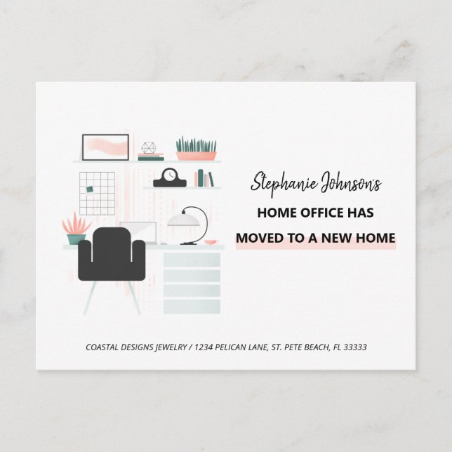 Boss Lady Entrepreneur Home Office Moving Announcement Postcard (Front)