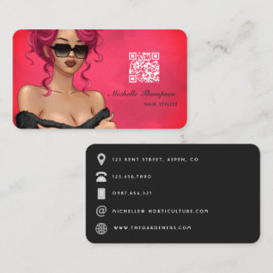 Boss Lady Hair Stylist QR Code Business Card