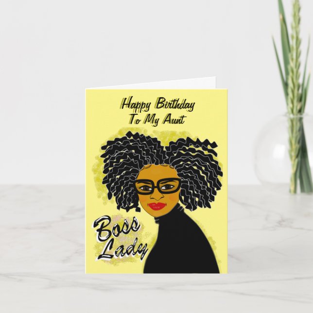 Boss Lady Happy Birthday Aunt African American  Card (Front)