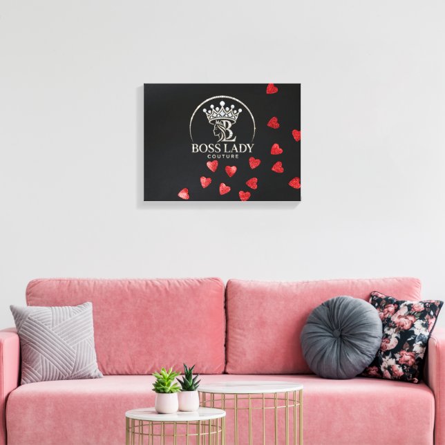 Boss Lady Hearts Stretched Canvas Print (Insitu(LivingRoom))