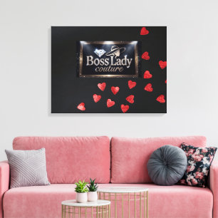 Boss Lady Hearts Stretched Canvas Print