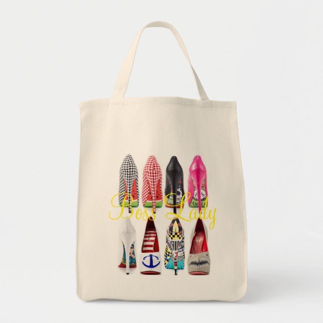 Boss Lady High Heel Shoes Grocery Tote (Front)